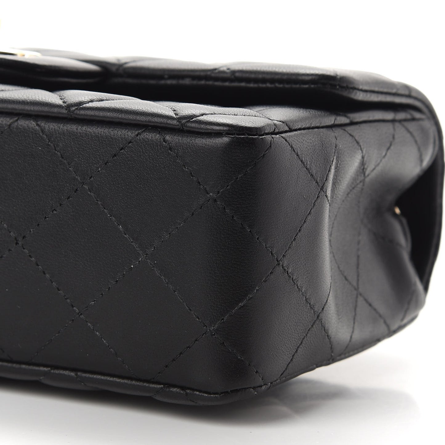 Lambskin Quilted Mini Rectangular Flap Black