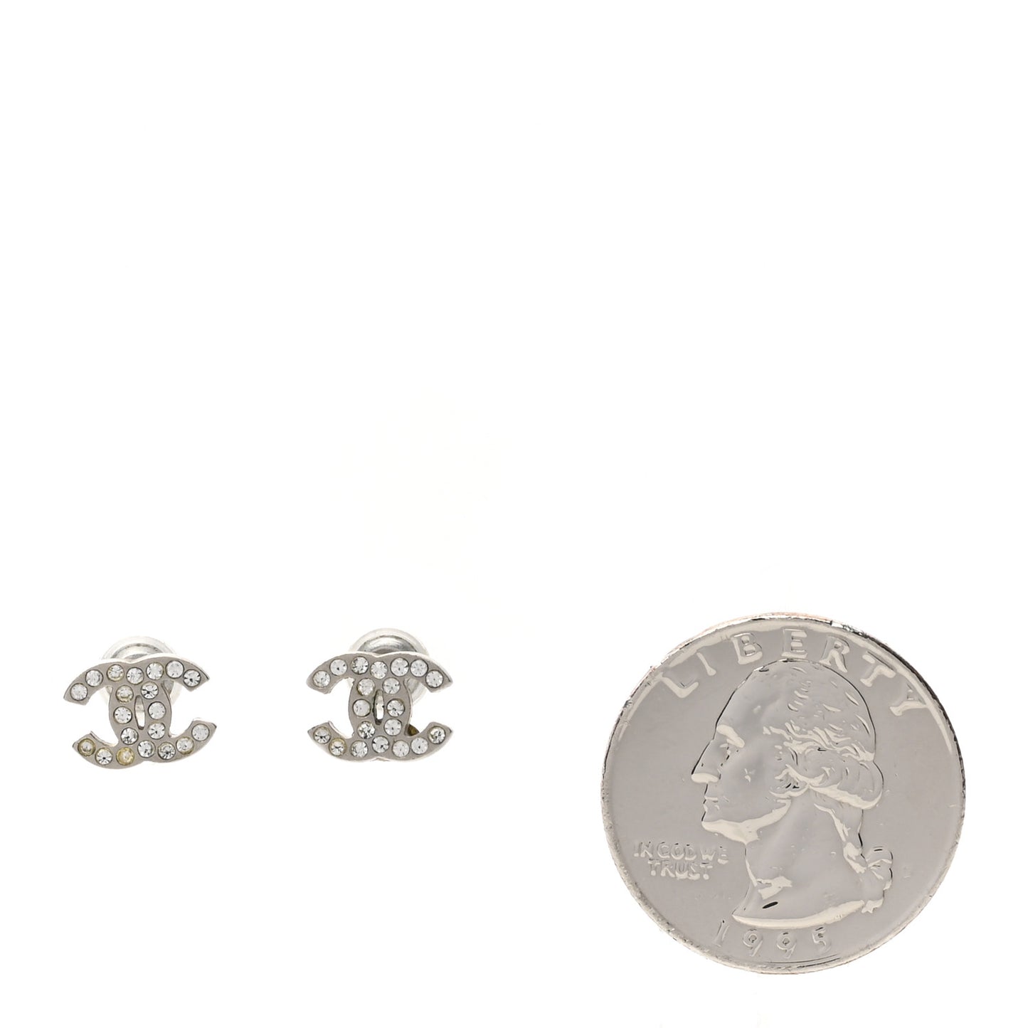 Crystal Mini CC Earrings Silver