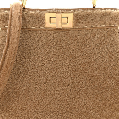 Fendi Curly Shearling Shiny Nappa Small Peekaboo I SEE U Satchel Camel 7 of 9