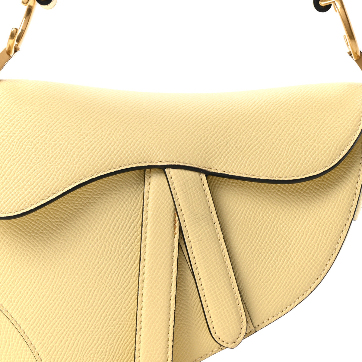 Grained Calfskin Mini Saddle Bag Yellow