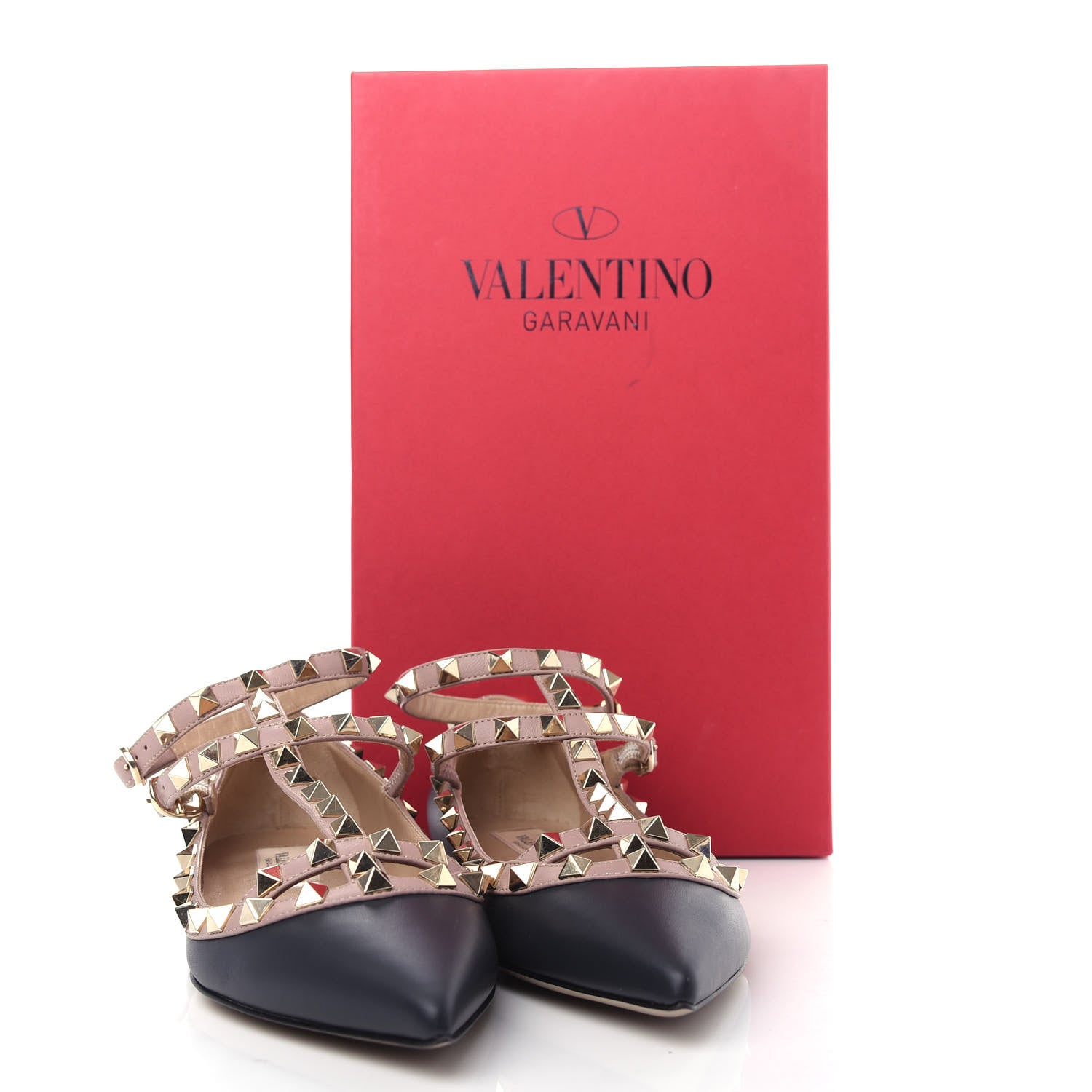 Valentino Garavani Nappa Rockstud Cage Ballerina Flats 35 Black Poudre 11 of 11
