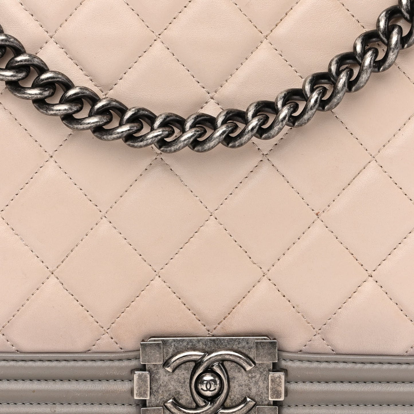 Calfskin Ombre Quilted Large Boy Flap Grey Beige