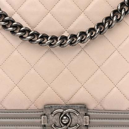 Chanel Calfskin Ombre Quilted Large Boy Flap Grey Beige 8 of 20