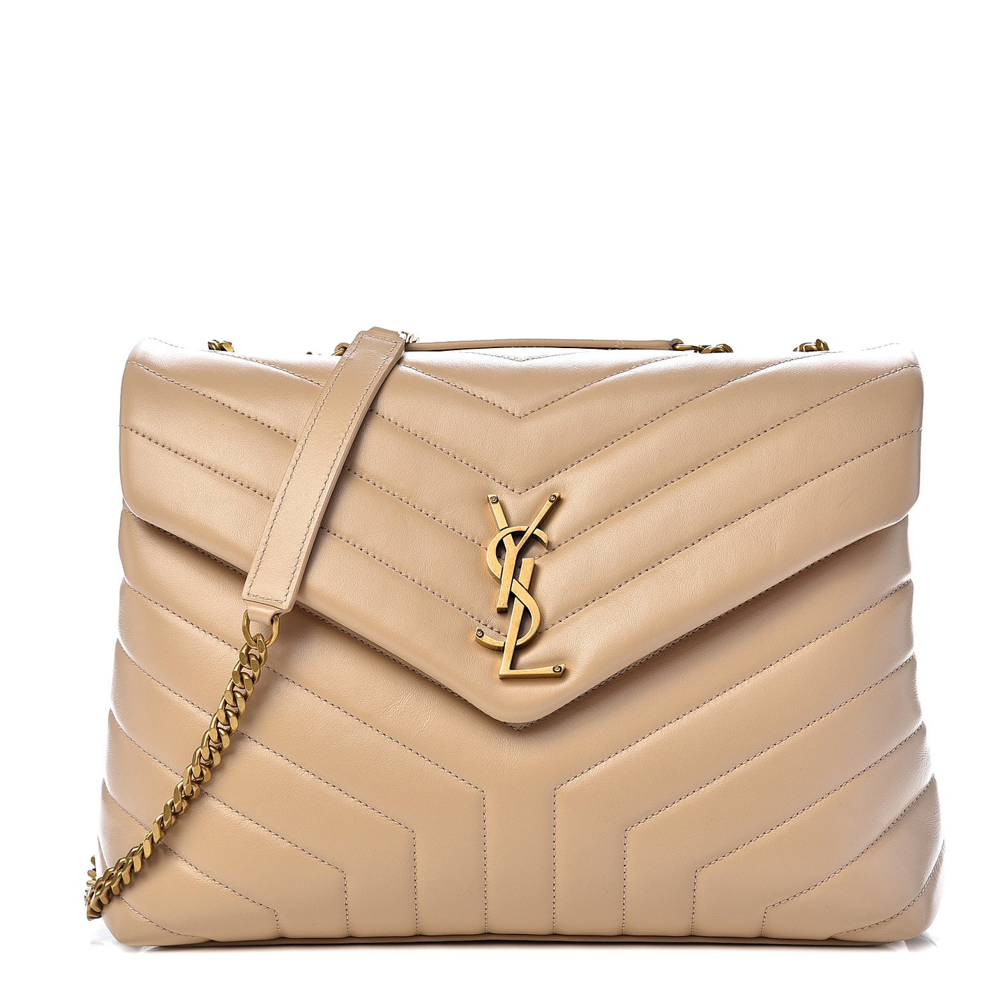 Calfskin Y Quilted Monogram Medium Loulou Chain Satchel Nude Powder