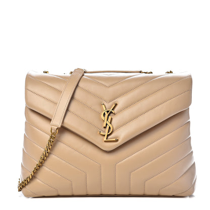 Saint Laurent Calfskin Y Quilted Monogram Medium Loulou Chain Satchel Nude Powder 1 of 11