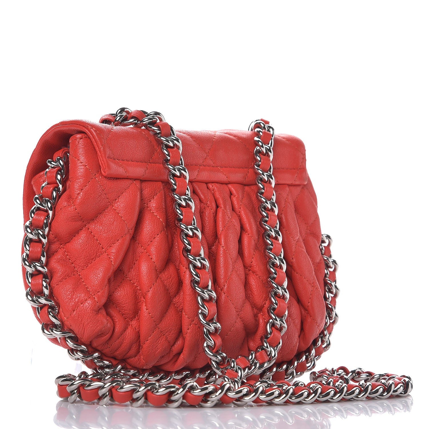 Chanel Washed Lambskin Quilted Mini Chain Around Flap Red 3 of 11