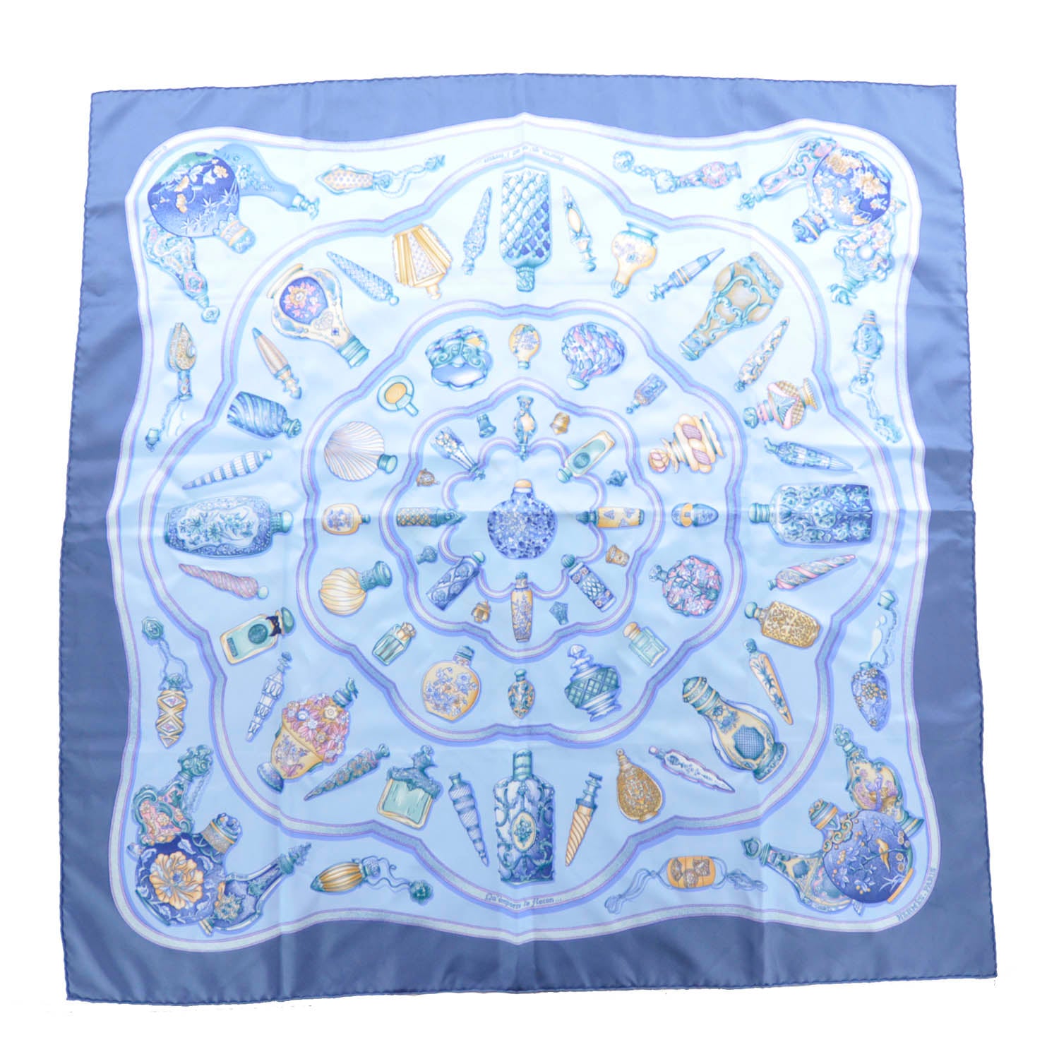 Hermes Silk Qu Importe Le Flacon Scarf 90 Bleu 1 of 7