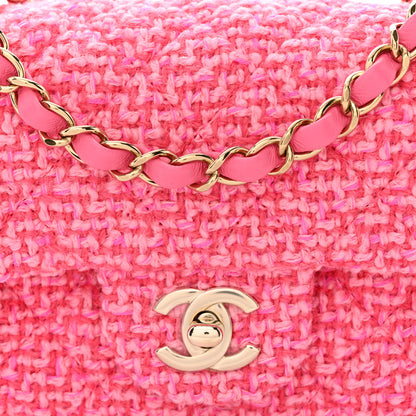 Chanel Wool Tweed Quilted Mini Rectangular Flap Dark Pink Fuchsia 8 of 11