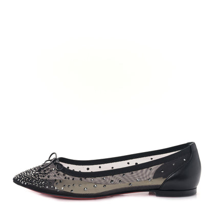 Christian Louboutin Mesh Crystal Embellished Follies Strass Flats 39 Black 1 of 7