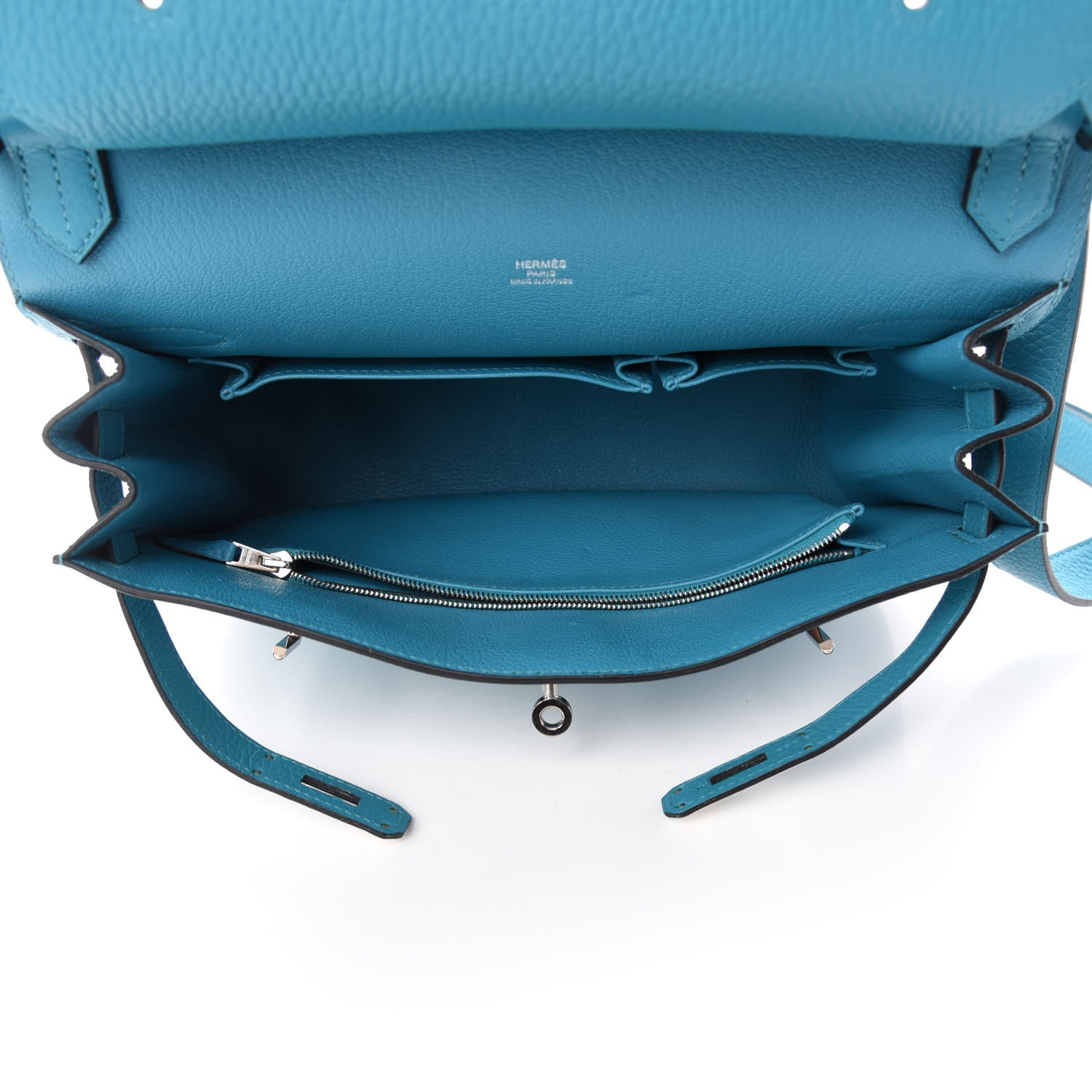 Hermes Taurillon Clemence Jypsiere 28 Turquoise 5 of 10