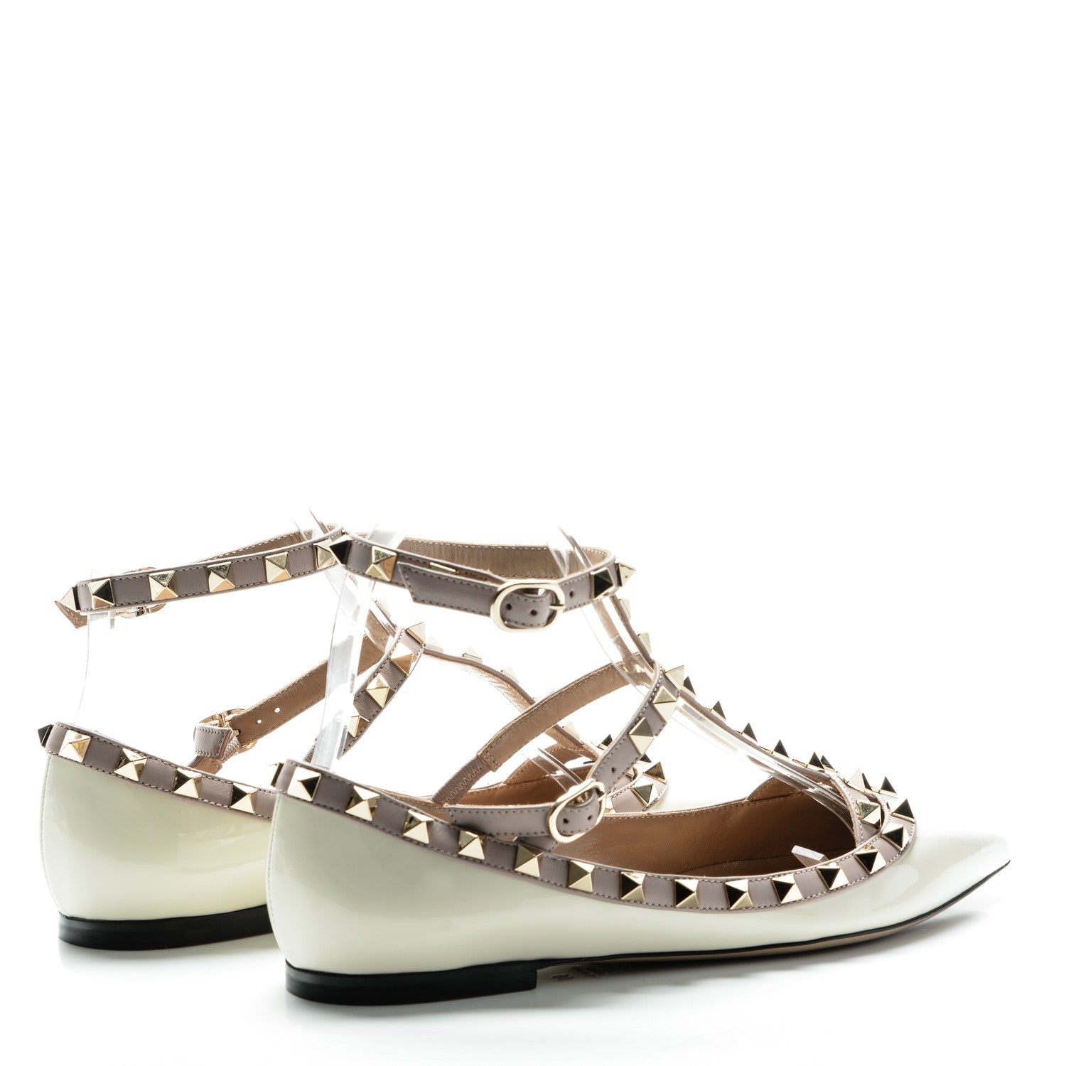 Valentino Garavani Patent Rockstud Cage Ballerina Flats 36 Light Ivory Poudre 3 of 8