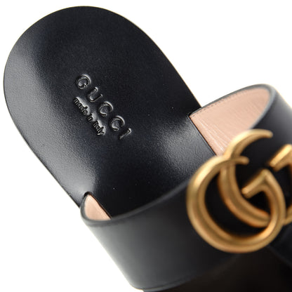 Gucci Calfskin GG Marmont Thong Sandals 36.5 Black 8 of 10