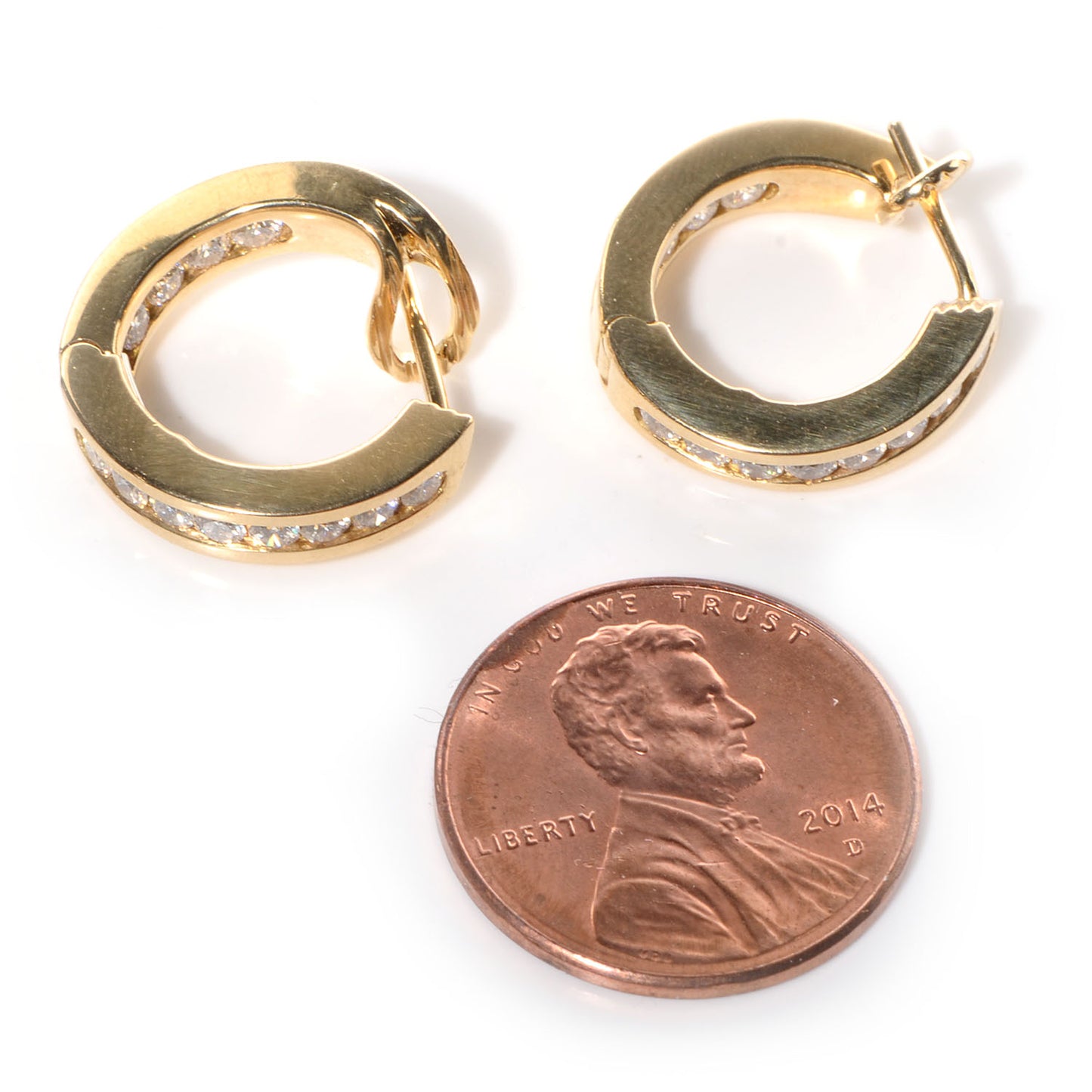 18k Yellow Gold Diamond Small Hoop Earrings