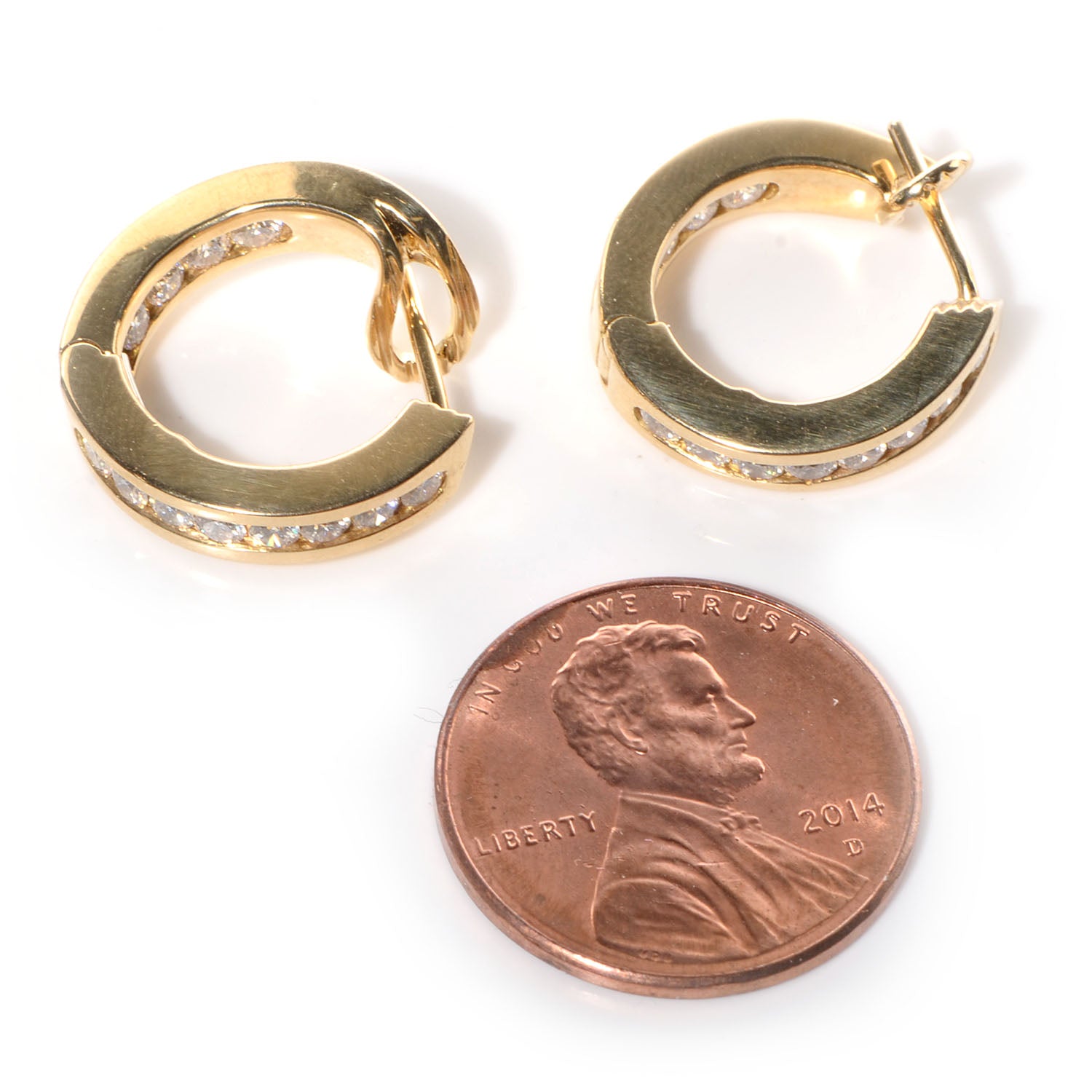Tiffany 18k Yellow Gold Diamond Small Hoop Earrings 2 of 8