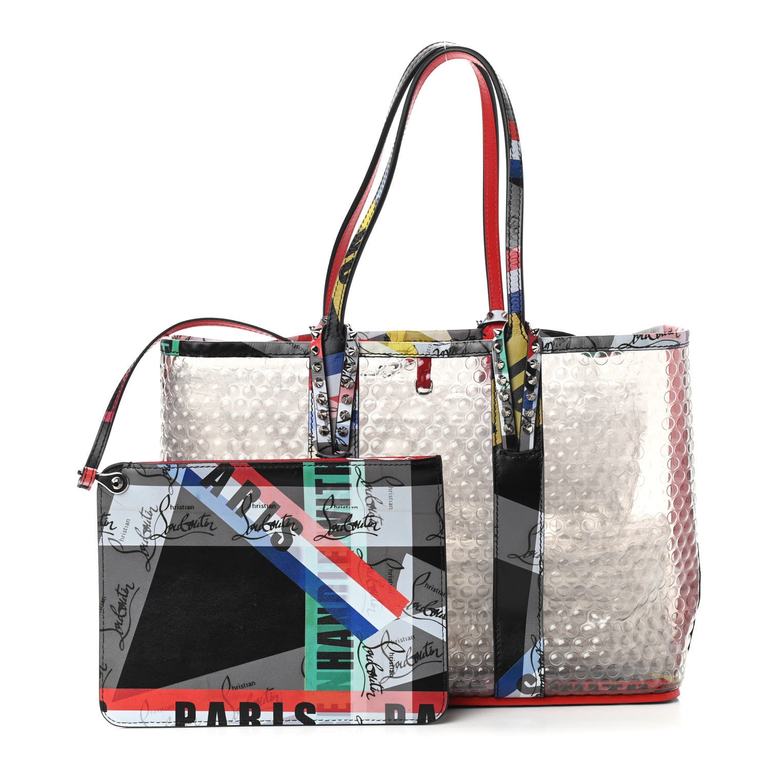 Christian Louboutin PVC Loubiballage East West Cabata Tote Clear Multicolor 1 of 10
