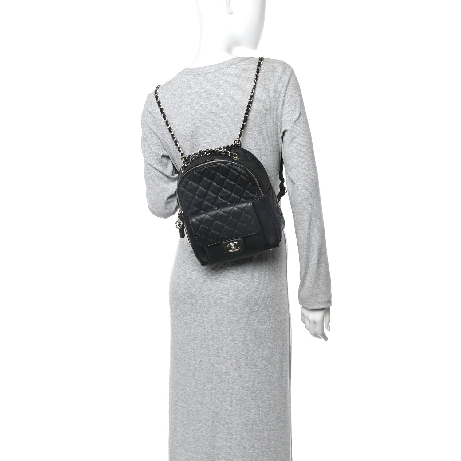 Chanel Caviar Quilted Medium Zip Around Backpack Black 2 of 12