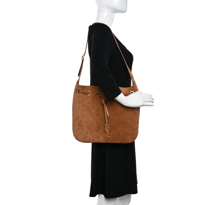 Saint Laurent Suede Calfskin Medium Paris VII Flat Hobo Cinnamon 2 of 11