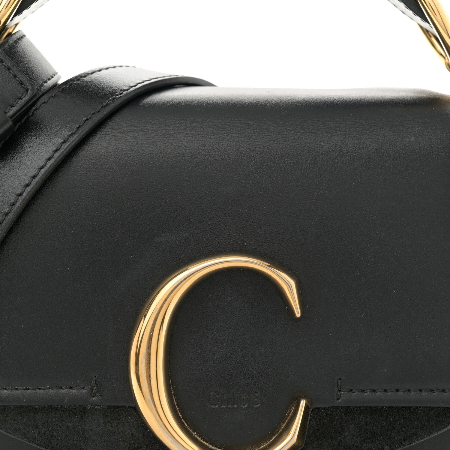 Chloe Shiny Calfskin Suede Mini C Double Carry Black 8 of 11