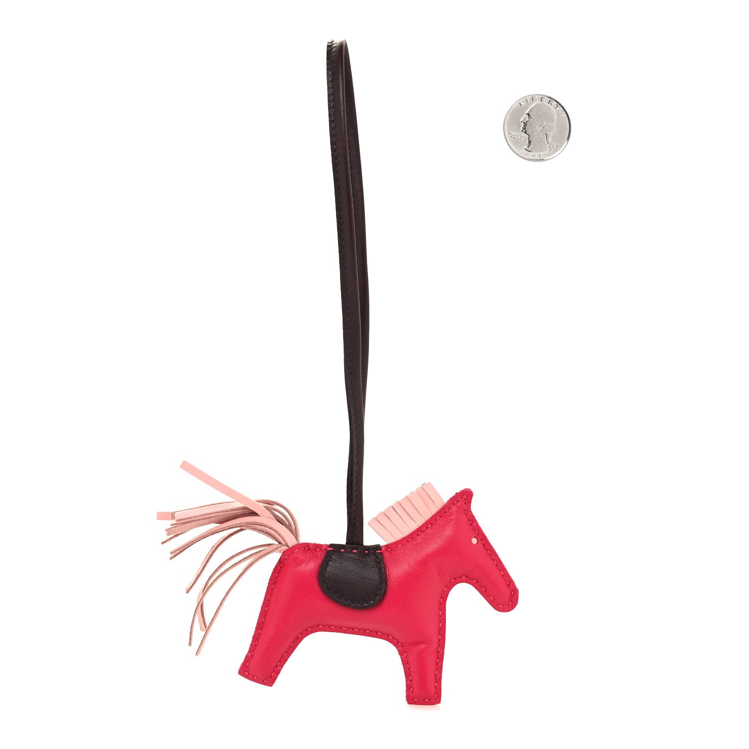 Hermes Milo Lambskin Grigri Rodeo Horse Bag Charm PM Rose Sakura Framboise Rouge Sellier 2 of 4