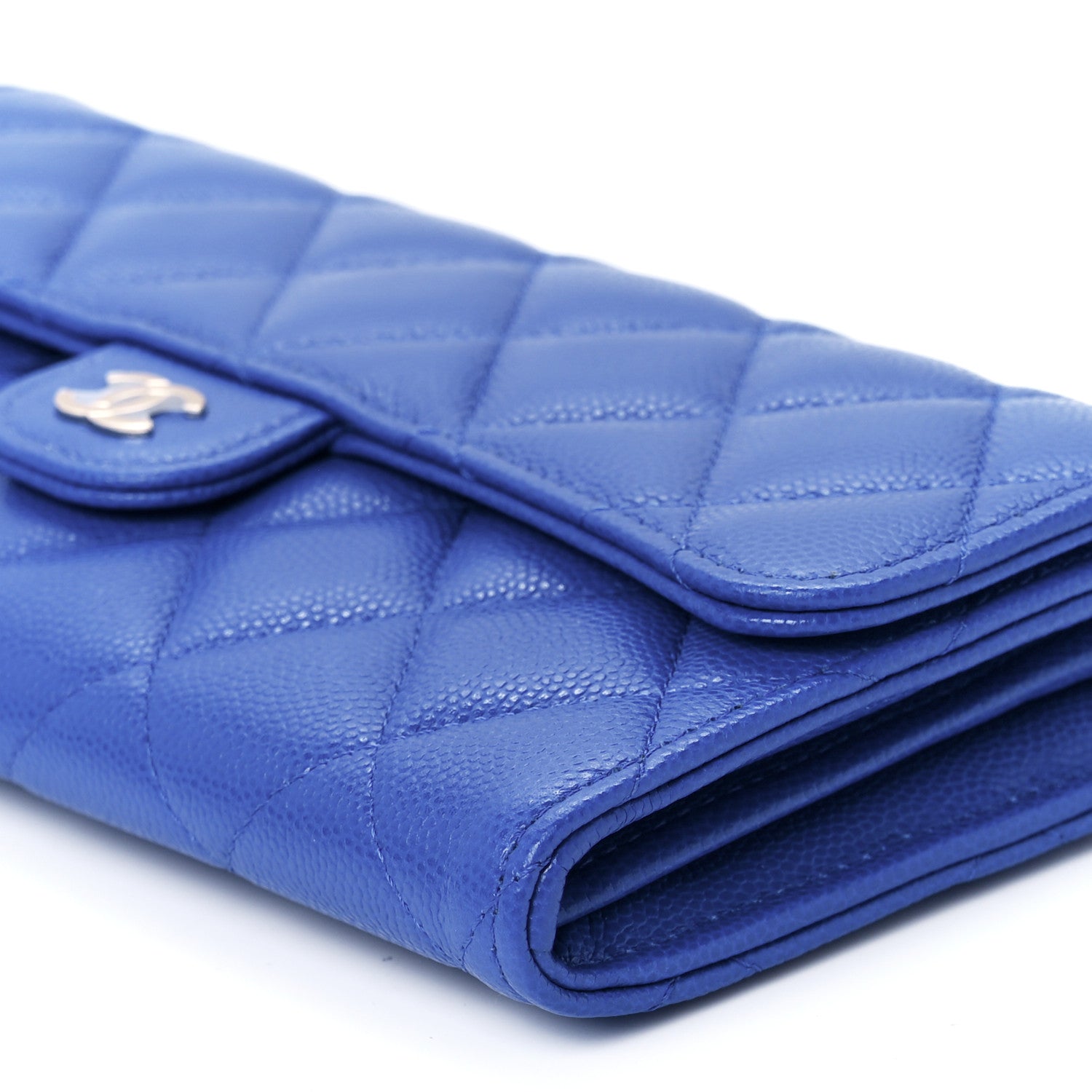 Chanel Caviar Quilted Large Gusset Flap Wallet Blue 12 of 13