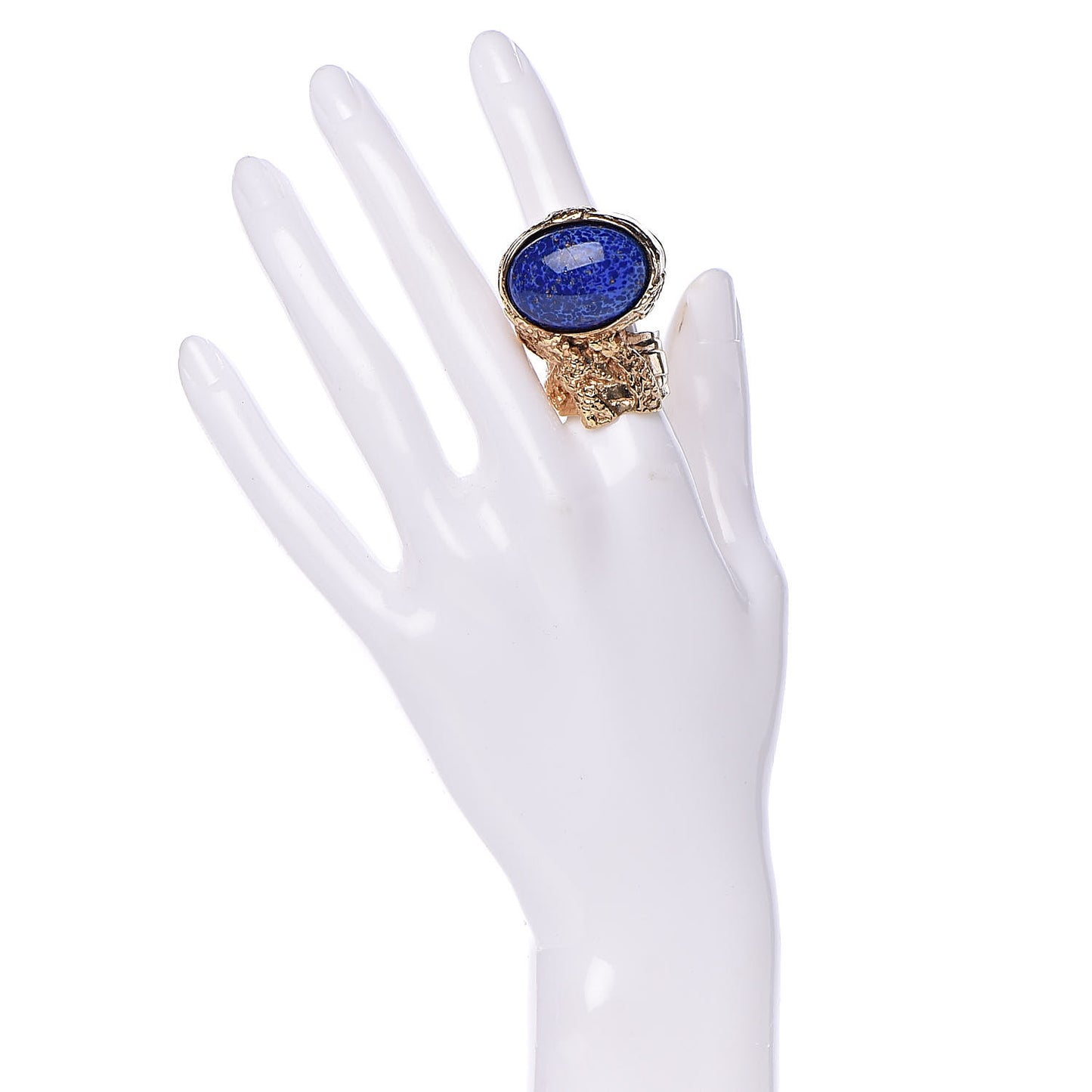 Glass Cabochon Arty Ovale Ring 8 Gold Lapis