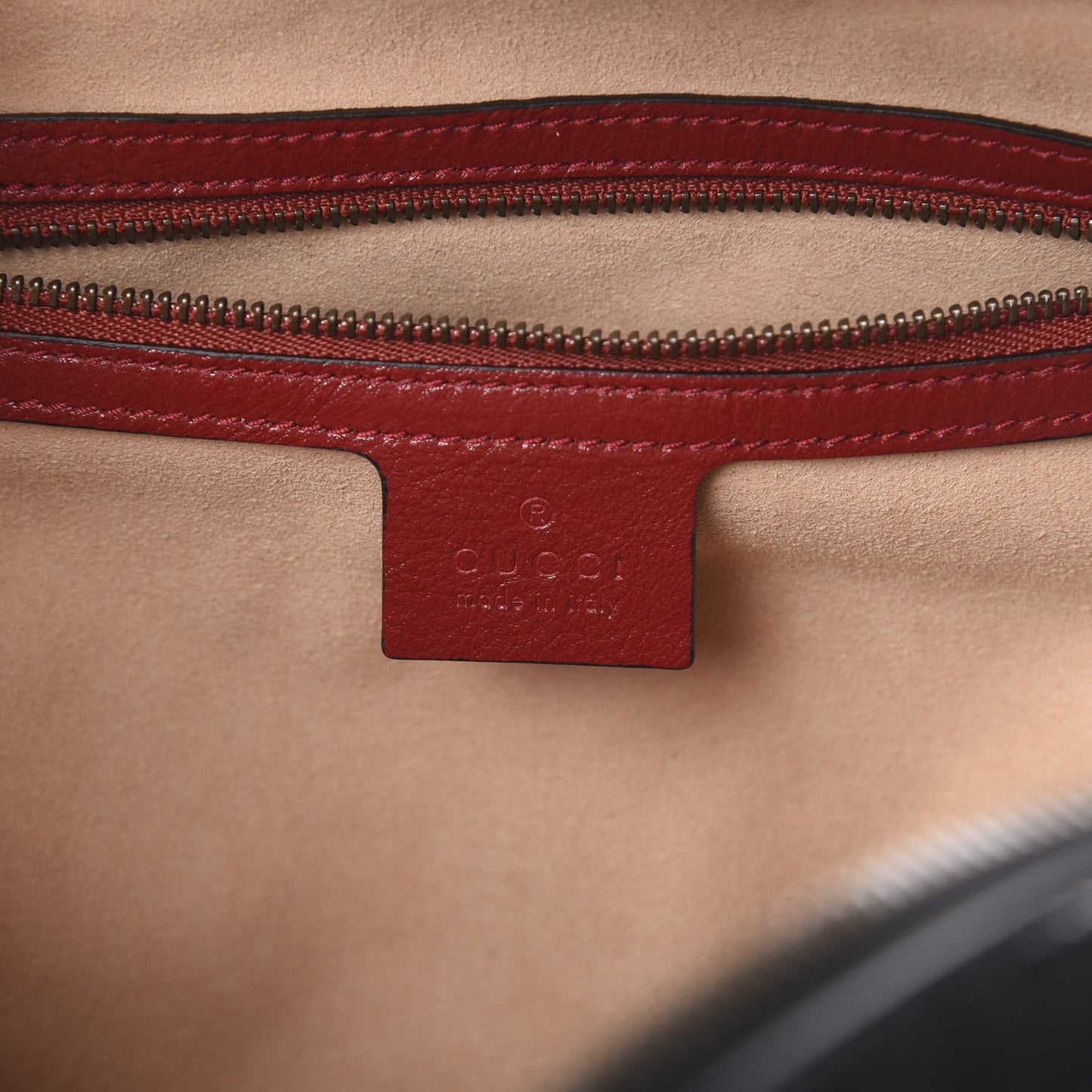 Vintage Effect Calfskin Matelasse Diagonal Small Torchon GG Marmont Bamboo Top Handle Shoulder Bag Black Romantic Cherry
