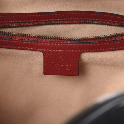 Gucci Vintage Effect Calfskin Matelasse Diagonal Small Torchon GG Marmont Bamboo Top Handle Shoulder Bag Black Romantic Cherry 5 of 9