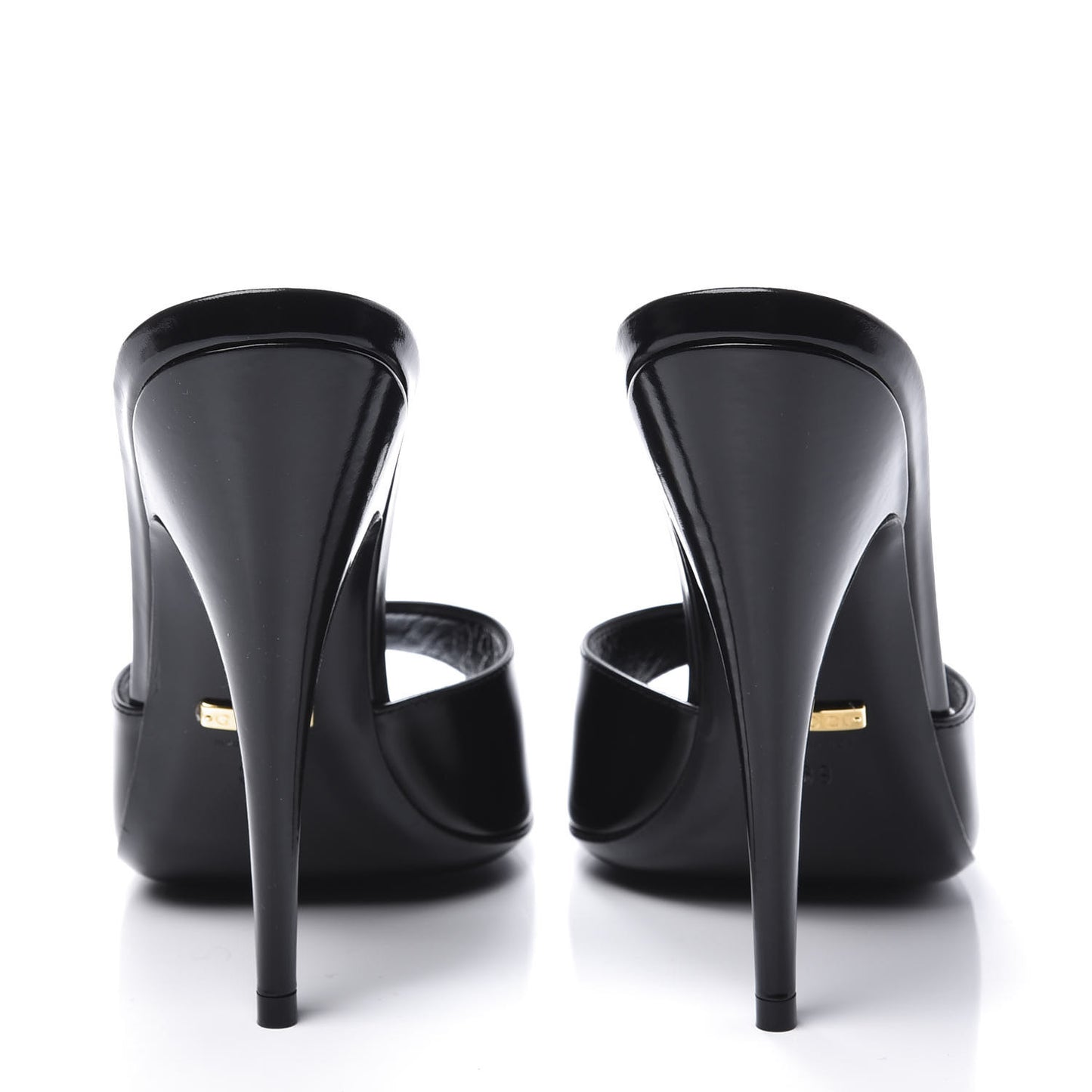 Polished Calfskin Scarlet High Heel Slide Sandals 39 Black