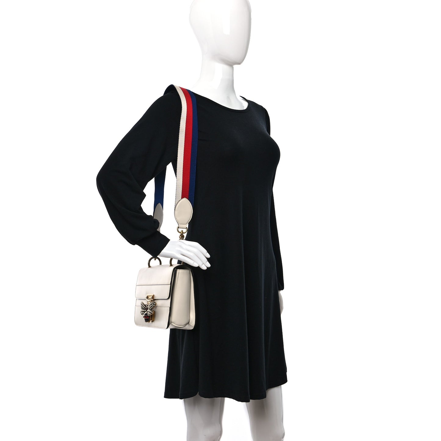 Calfskin Sylvie Web Queen Margaret Shoulder Bag White