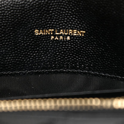 Saint Laurent Grain De Poudre Matelasse Chevron Monogram Envelope Chain Wallet Black 7 of 9