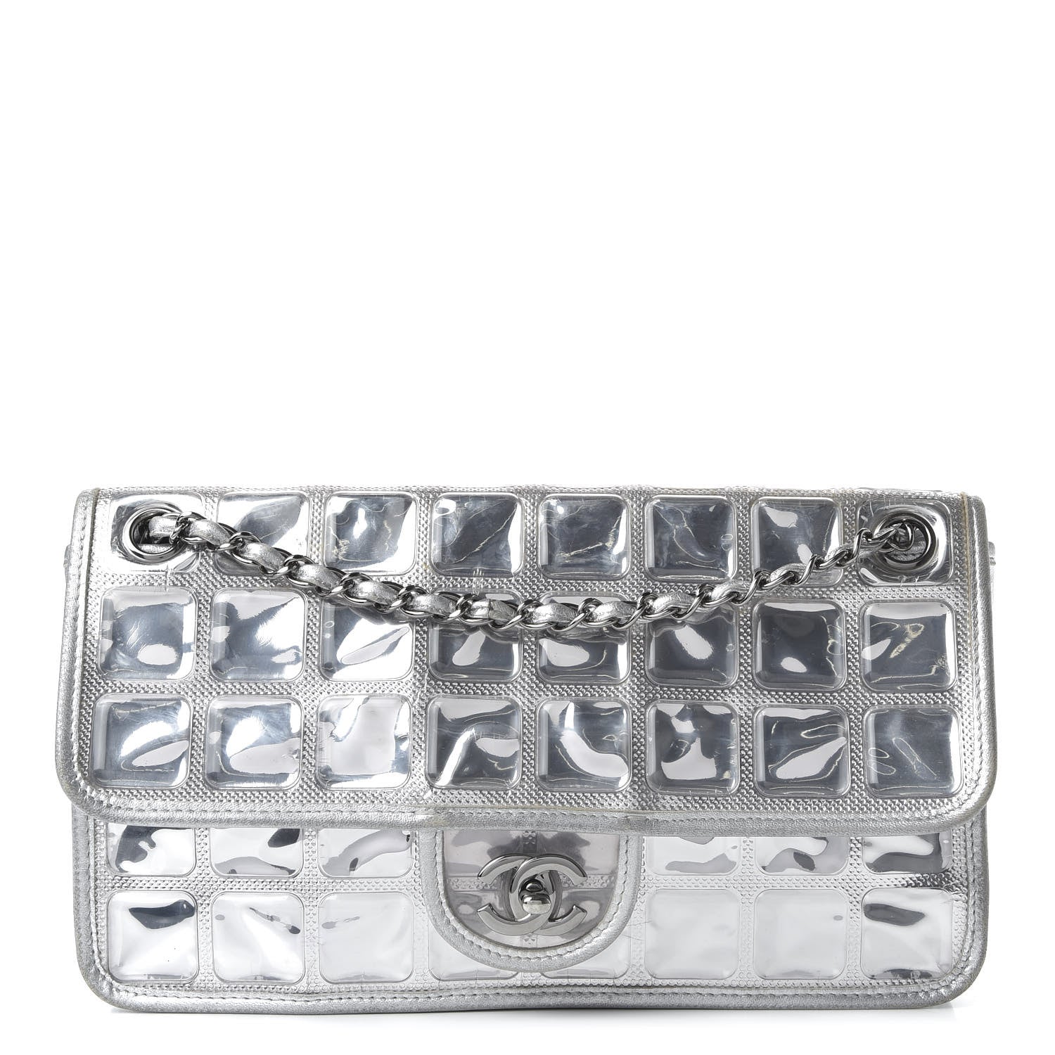 Chanel Vinyl Large Ice Cube Flap Silver 1 of 11