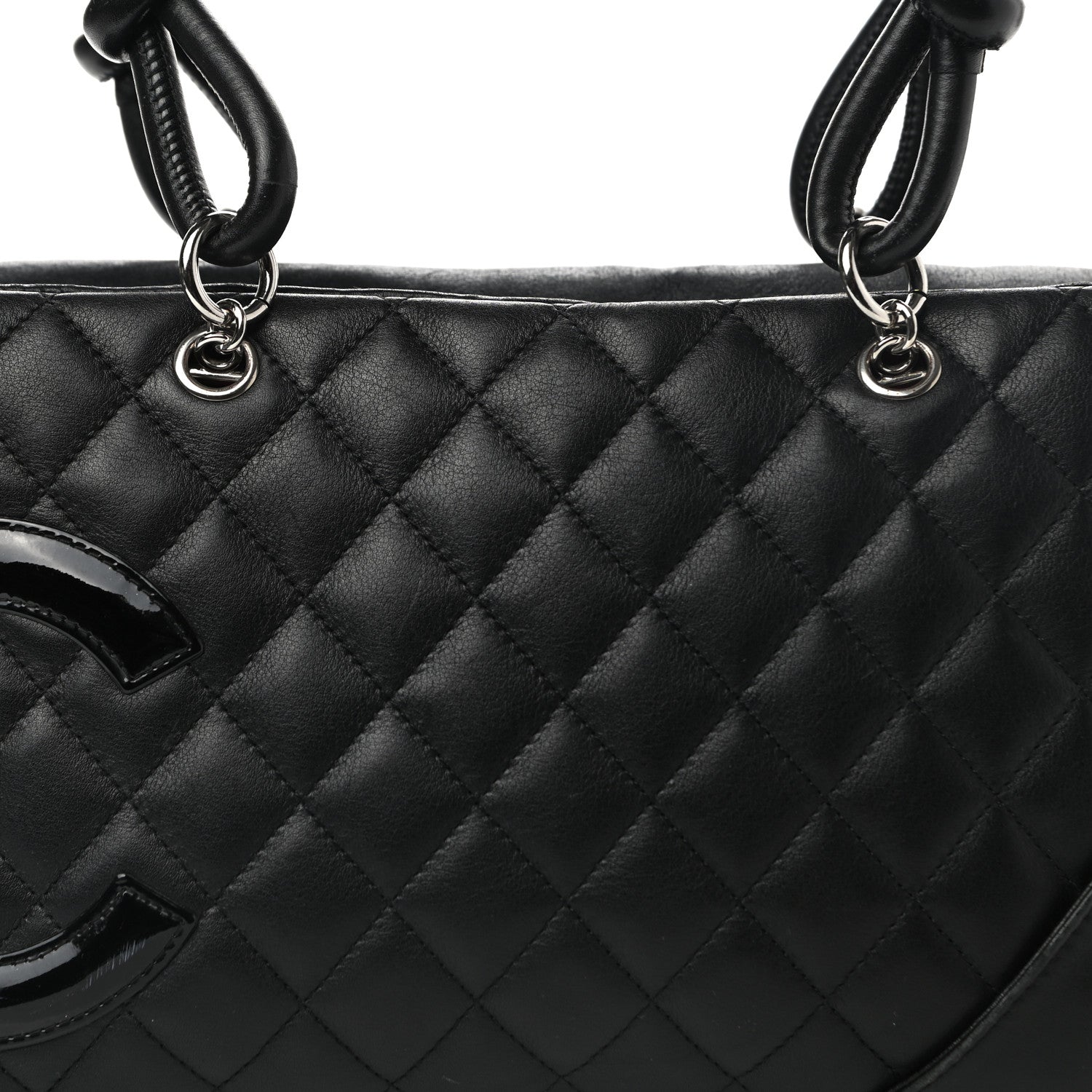 Chanel Calfskin Quilted Large Cambon Bowler Black White 8 of 11