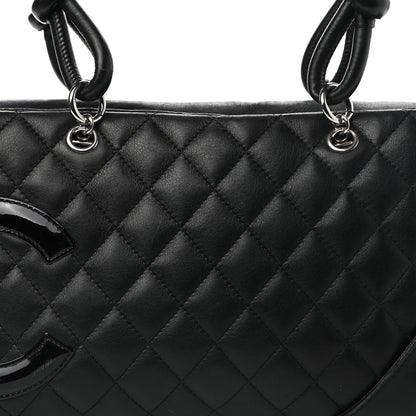 Chanel Calfskin Quilted Large Cambon Bowler Black White 8 of 11