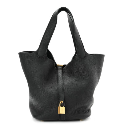 Hermes Taurillon Clemence Picotin Lock 22 MM Black 1 of 9
