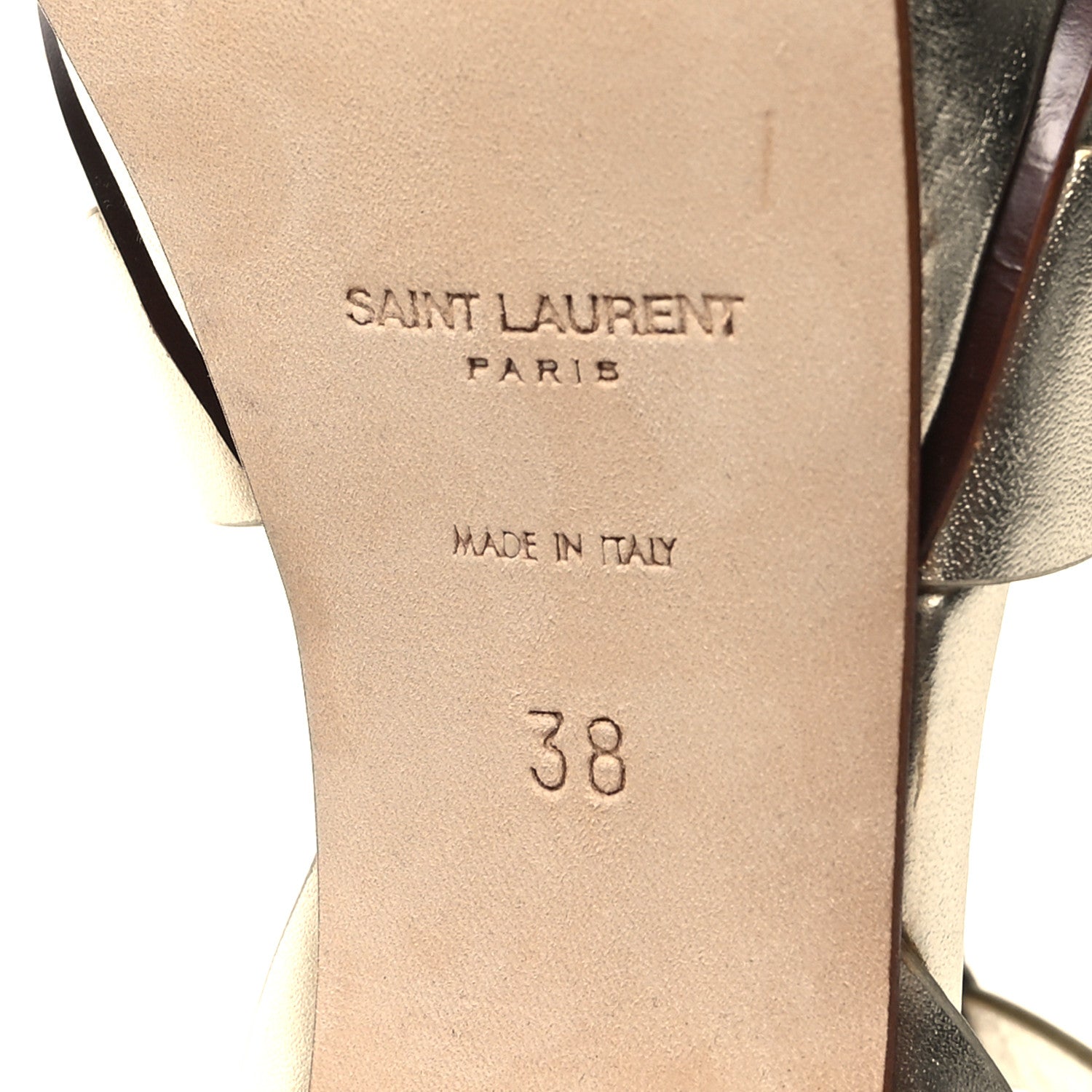 Saint Laurent Metallic Nappa Tribute 75 Platform Sandals 38 Platino 7 of 9
