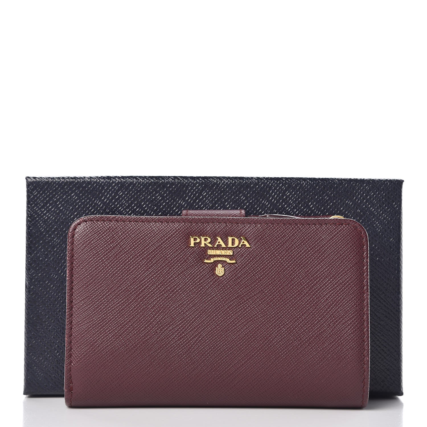 Prada Saffiano Metal Multicolor Compact Wallet Granato 8 of 8