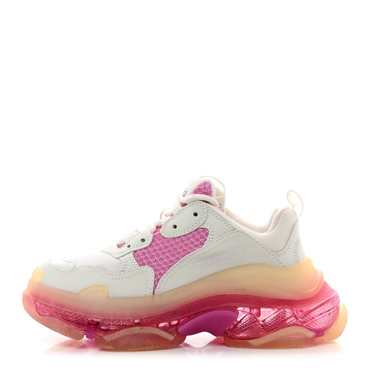 Fabric Mesh Clear Sole Womens Triple S Sneakers 36 White Pink