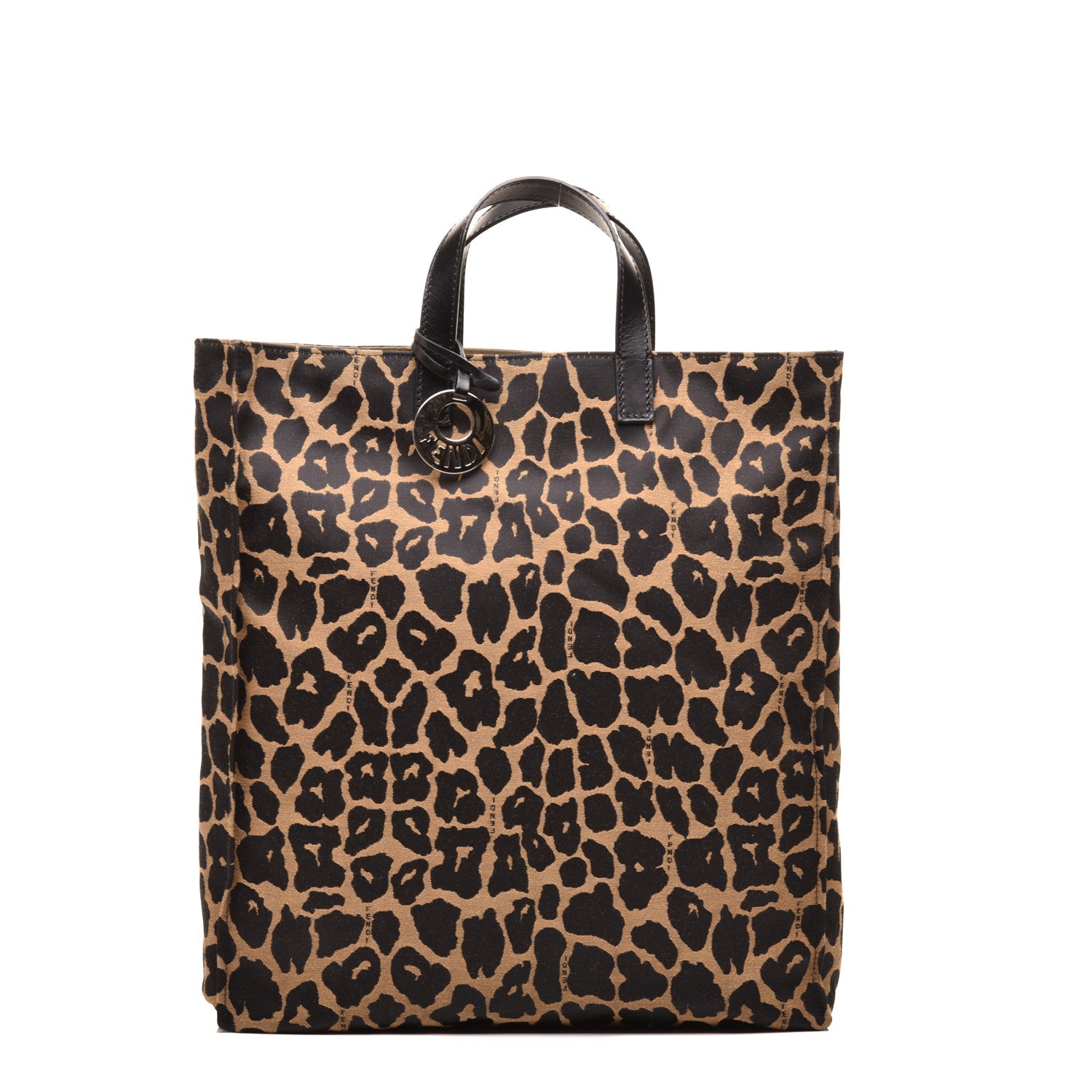 Fendi Jacquard Leopard Print Shopping Tote Brown 1 of 9