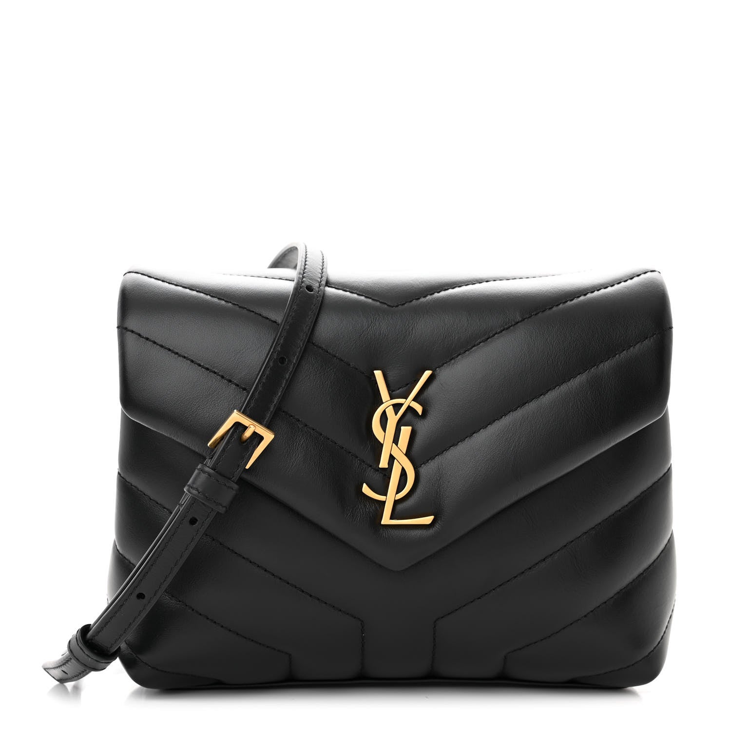 Saint Laurent Calfskin Y Quilted Monogram Toy Loulou Crossbody Bag Black 1 of 12