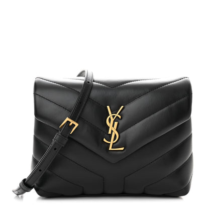 Saint Laurent Calfskin Y Quilted Monogram Toy Loulou Crossbody Bag Black 1 of 12