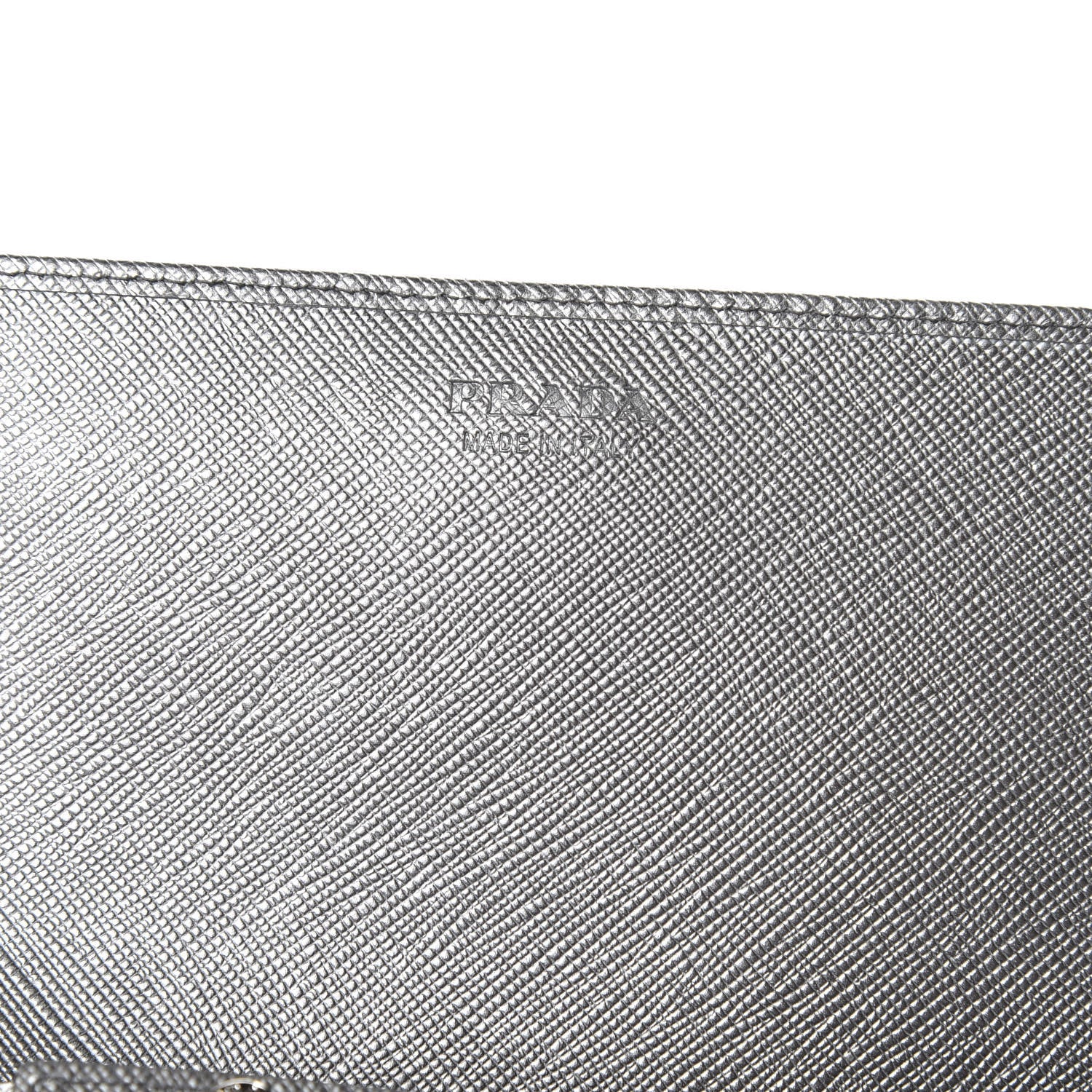 Prada Metallic Saffiano Metal Chain Wallet Cromo 8 of 10