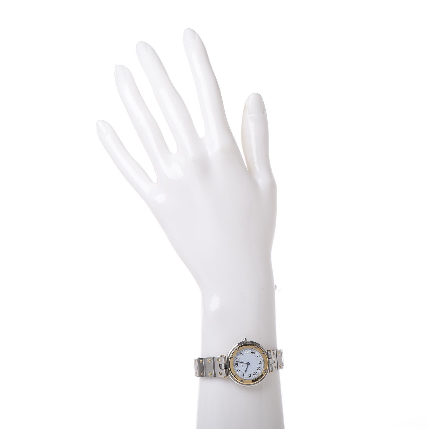 Cartier Stainless Steel 18K Yellow Gold 27mm Santos De Galbee Quartz Watch 2 of 8
