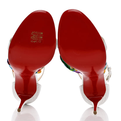 Christian Louboutin Crocodile Embossed Calfskin Silk Floral Ali 100 Pumps 39 White Ruban 5 of 7