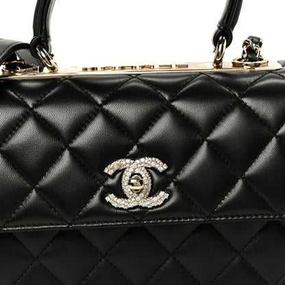Chanel Lambskin Crystal Quilted Mini Trendy CC Dual Handle Flap Bag Black 9 of 12
