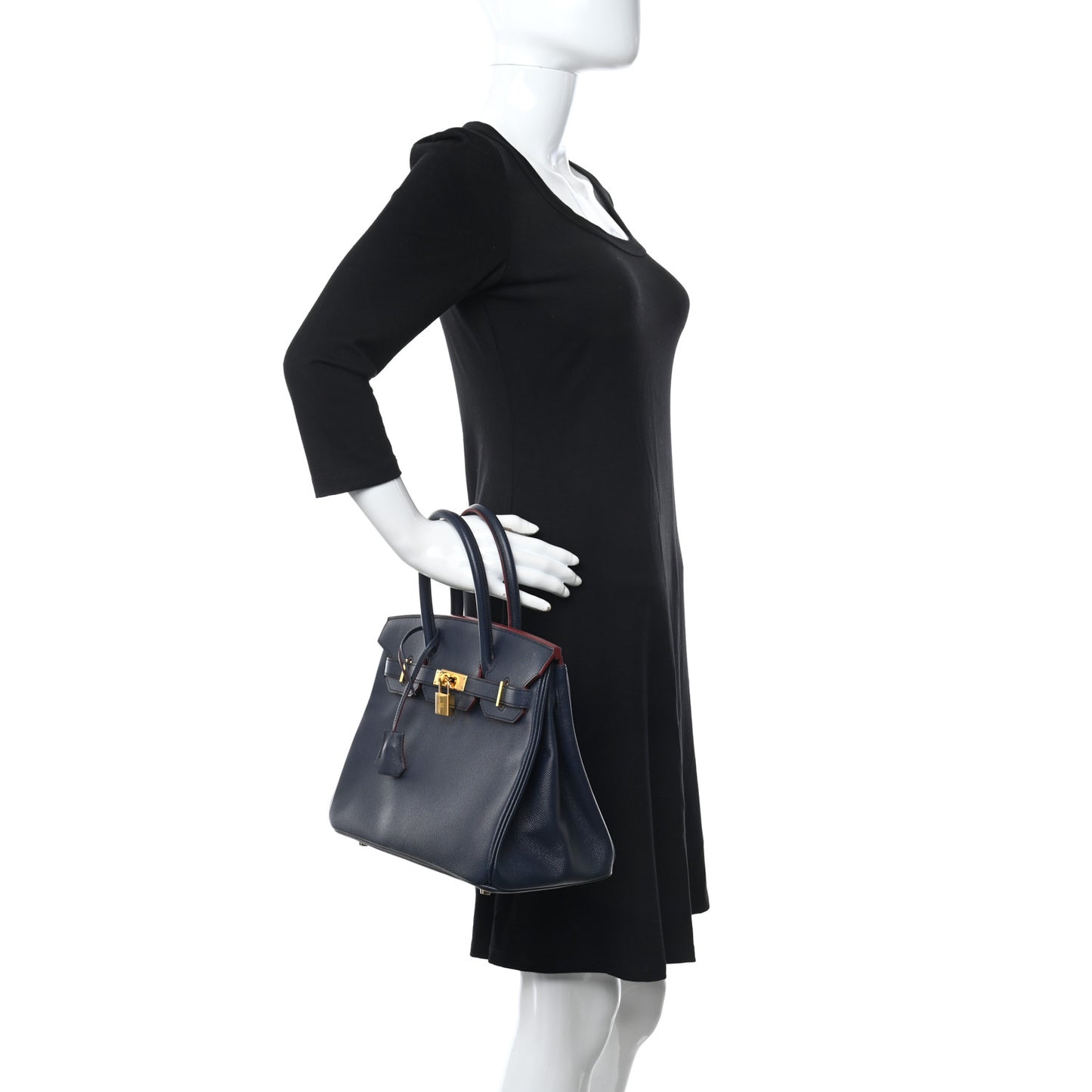 Epsom Contour Birkin 30 Bleu Indigo Rouge H