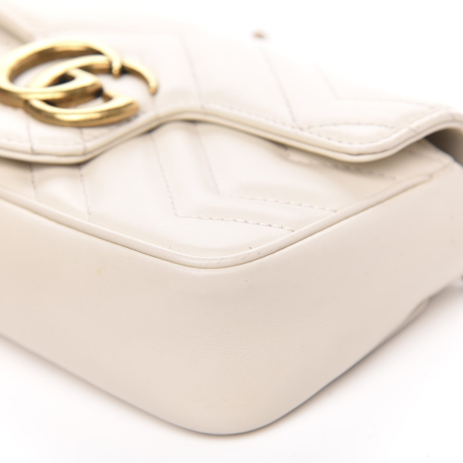 Gucci Calfskin Matelasse Super Mini GG Marmont Shoulder Bag White 9 of 12