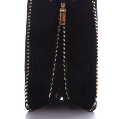 Saint Laurent Grain De Poudre Matelasse Chevron Monogram Zip Around Wallet Black 5 of 7