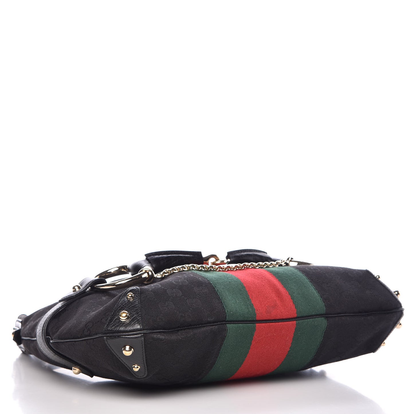 Monogram Large Horsebit Web Hobo Black