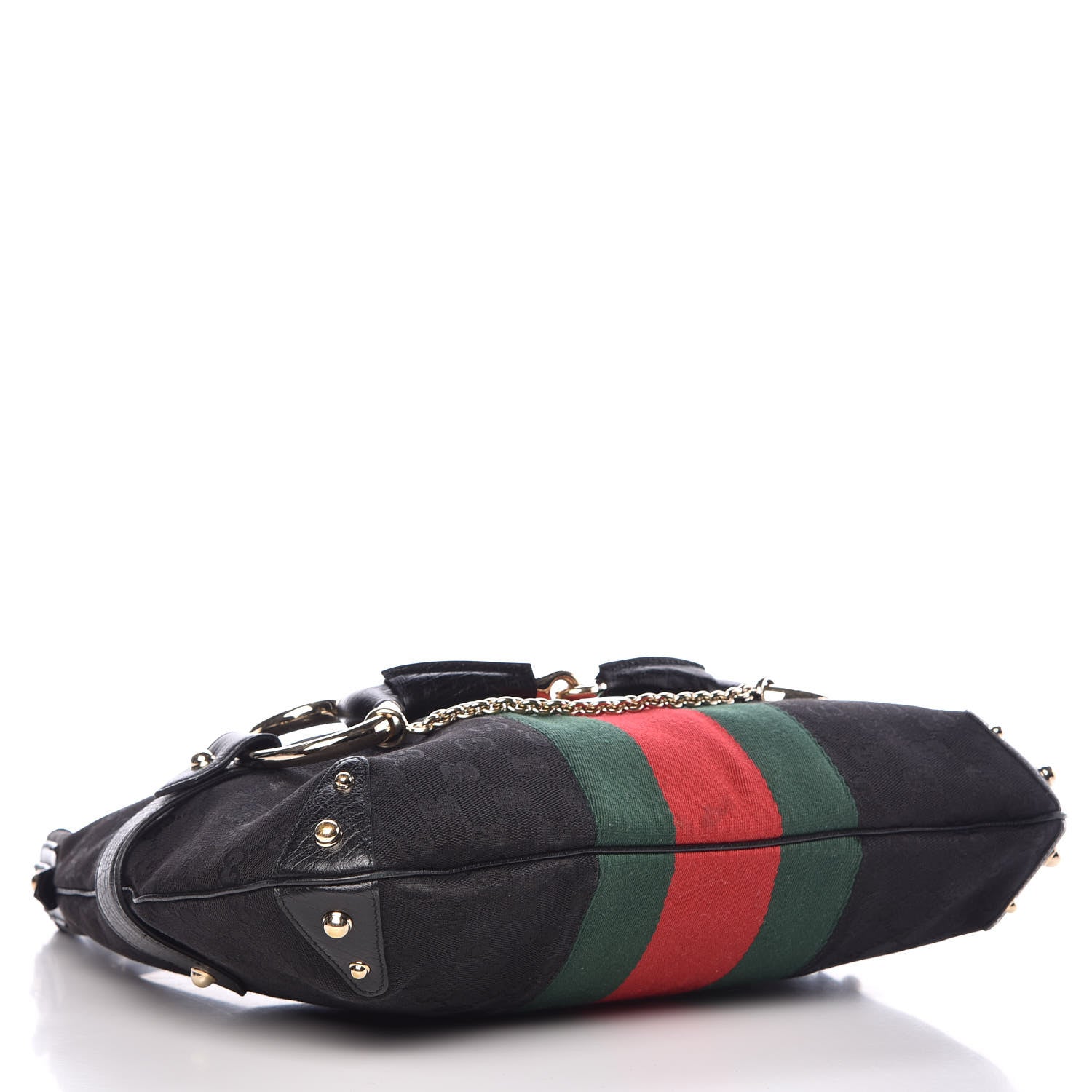 Gucci Monogram Large Horsebit Web Hobo Black 4 of 11