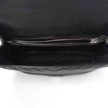 Saint Laurent Sheepskin Matelasse Chevron Monogram Large College Satchel Black 5 of 13